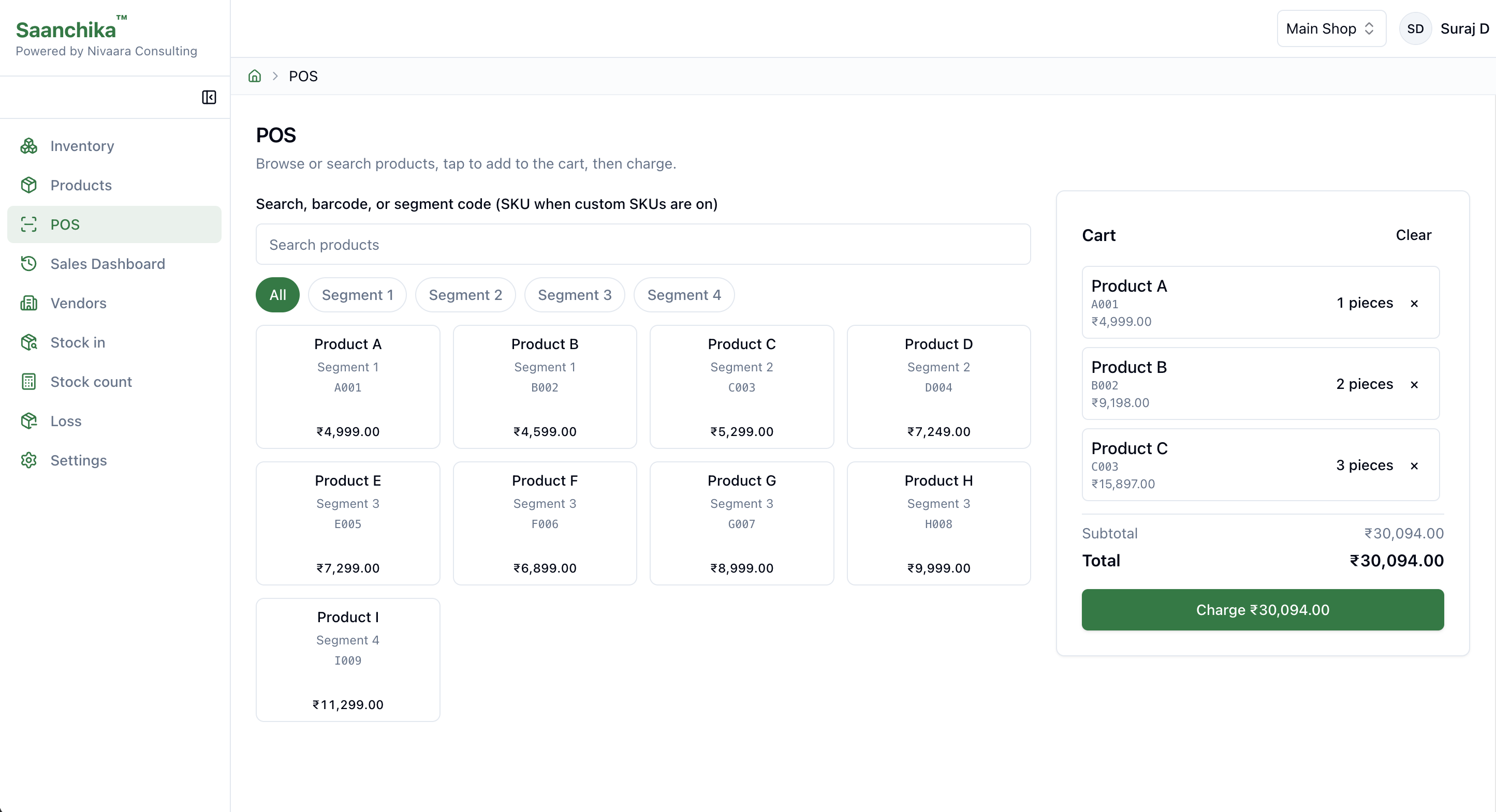 Point-of-sale billing at the counter